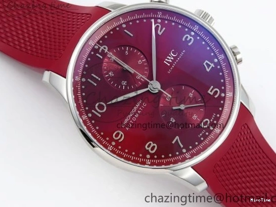 MIROTIME 0111 Reliable Portuguese Chrono IW3716 Z+F 1:1 Best Edition Red Dial on Red Rubber Strap A 7015